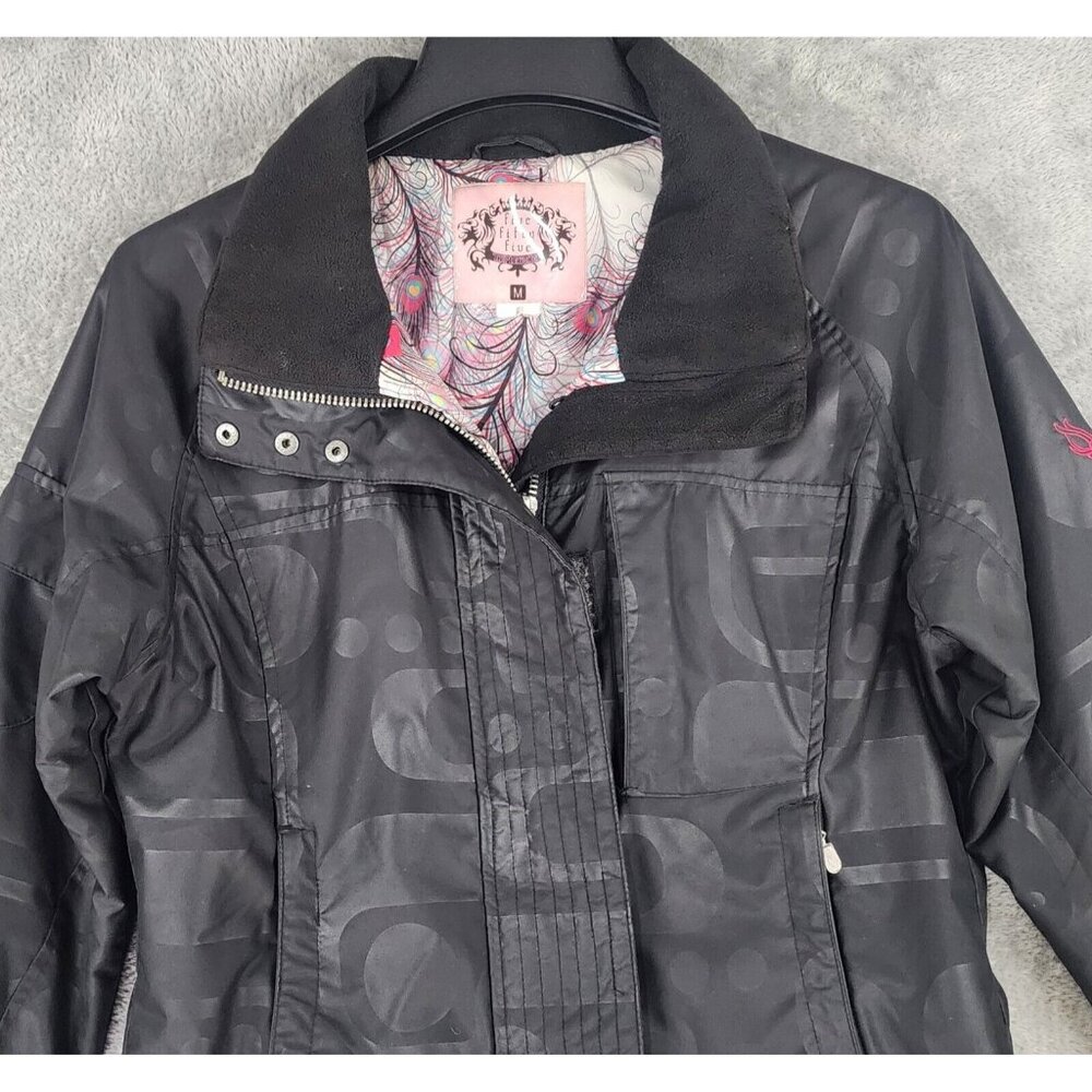 Five Fifty Five Jacket Womens Medium Black Retro Full Zip Long Sleeve Coat - Picture 7 of 14